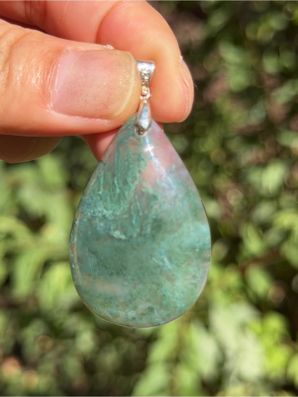 Green Teardrop Stone Pendant Necklace - Unbranded Palo